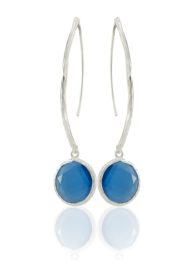 Kadir Jewellery Gümüş Kaplama Vintage Küpe -el İşçiliği Ve Hipoalerjenik Küpe Koyu Mavi