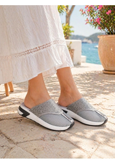 Kadın Günlük Rahat Slip-on Spor Terlik Gri