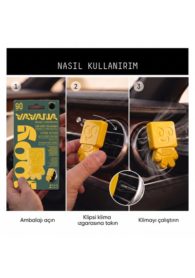 Vavana Jooy Araba Klima Kokusu 6'lı Set, 90 Gün Etkili Oto Kokusu Citrus Vetiver