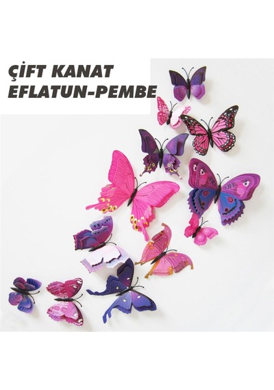 Çift Kanatlı Kelebek Özel Kelebekler 3D Pvc Duvar Ve Buzdolabı Sü
