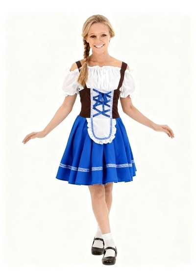 Oktoberfest Alman Kadın Kostümü Mavi