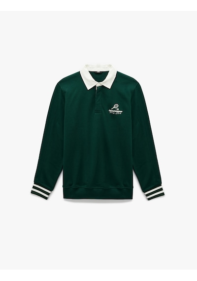 Koton Regular Fit Şardonlu Renk Kontrastlı Çizgili Polo Yaka Baskılı Sweatshirt Yeşil 6wam70163mk Yeşil Koton Regular Fit Şardonlu Renk Kontrastlı Çizgili Polo Yaka Baskılı Sweatshirt Yeşil 6wam70163mk Yeşil