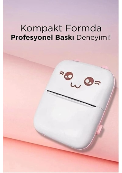 Mini Fotoğraf Yazıcı Kablosuz Etiket Yazıcı Baskı Makinesi Ios Android Uyumlu Termal Printer Pembe