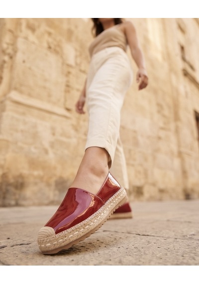 Futsishoes Lucıa Bordo Hakiki Rugan Deri Dikiş Detaylı Kadın Espadril