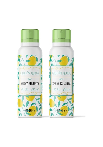 Green Lora 80 Derece Aloe Vera ve Gliserinli Kolonya Sprey 150 ML x 2
