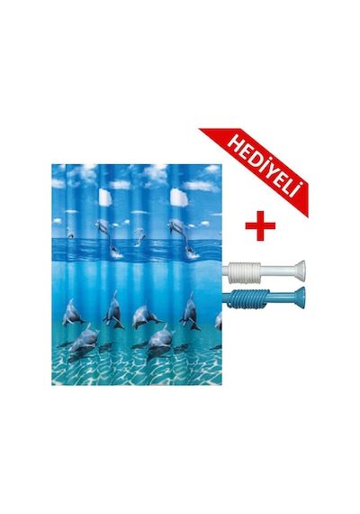 Prado Dolphin Duş Banyo Perdesi 180x200 B Renkli