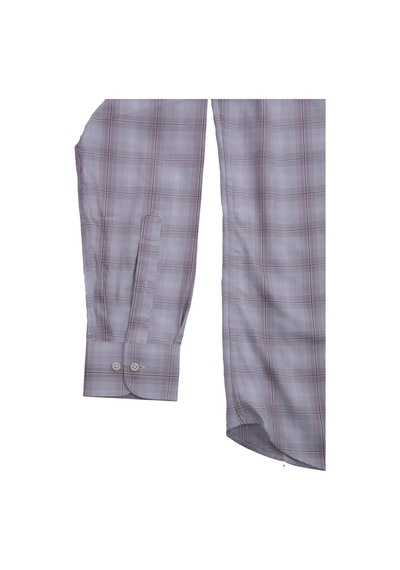 Giant Erkek Kareli Uzun Kol Gömlek - Modern Fit Günlük İş Gri