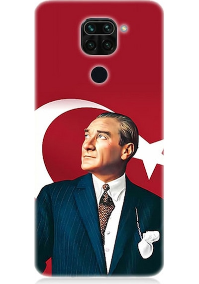 Xiaomi Redmi Note 9 Uyumlu Silikon Kılıf Mustafa Kemal Atatürk Ve Bayrak