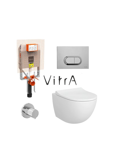 VitrA Sento Rim-ex Asma Klozet Slim Kapak 7748b003-0559, VitrA Gömme Rezervuar Set 768-1851 Beyaz