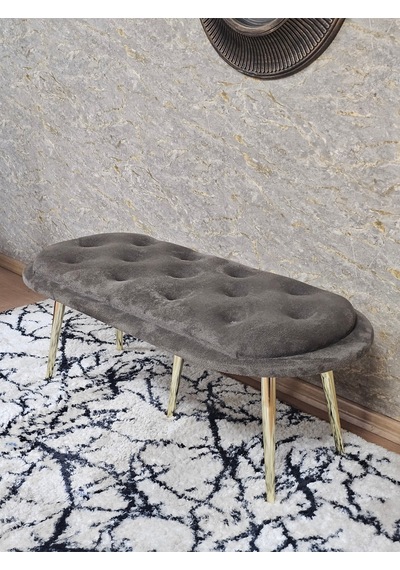 Zafir Ufo Oturak Bench - Gold Kaplama Sivriltme Ayak - Oturak - Bench - Puf - Yatak Ucu Pufu Kahverengi