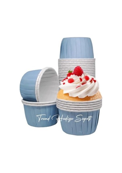 Tr 50'li Pastel Mavi Muffin Kek Kalıbı, Kek Kapsülü Cupcake Kalıbı, Airfryer Uyumlu Diğer
