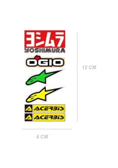 Sticker Seti Yoshimuro. Acerbis. Su Geçirmez 12X6 Cm 6 Parça Set