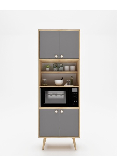 Floradesign Lavin180 Çok Amaçlı Dolap /fırın Dolabı /mutfak Organizeri Meşe+antrasit