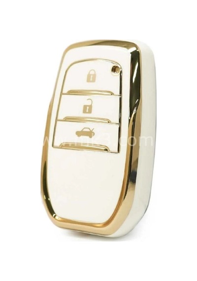 Gma Keys Lüx Toyota Corolla Flama X Pack 3 Buton Nano Anahtar Kılıfı Beyaz Gold Altın Renk 1.ci Kalite