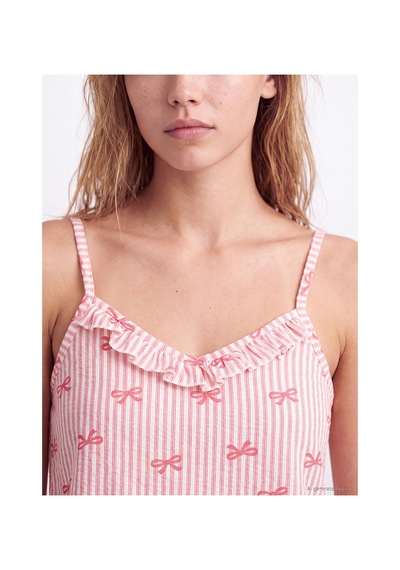 Lcw Dream Pembe Fiyonk Desenli İp Askılı Kadın Şortlu Pijama Takımı