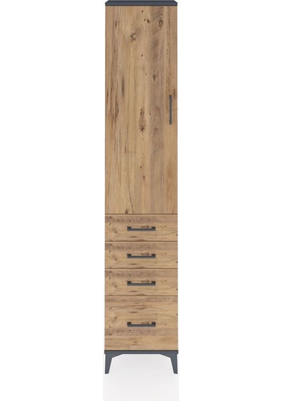 Arges Dolap 3 Raflı 4 Çekmeceli Tek Kapaklı 44x30x221 Antrasit-çam Antrasit