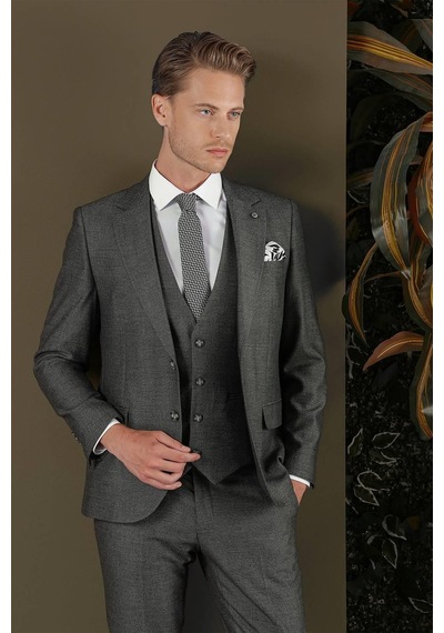 Efor Tk 876 Slim Fit Füme Klasik Takım Elbise Füme