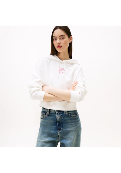 Tommy Hilfiger Tommy Jeans Crop Heart Slim Kadın Beyaz Sweatshirt Dw0dw21408 BEYAZ