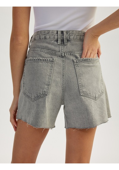 Koton Yıpranmış Püsküllü Düğmeli Denim Şort Gri 5sal40001md Gri