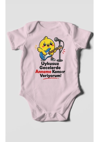 Morivokids Anneye Özel Kısa Kollu Bebek Body %100 Pamuk Zbn226-kk Bebe Pembe