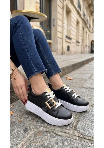 Marina Rosse Lusi Kemer Gold Detaylı Günlük Ortopedik Sneaker Siyah