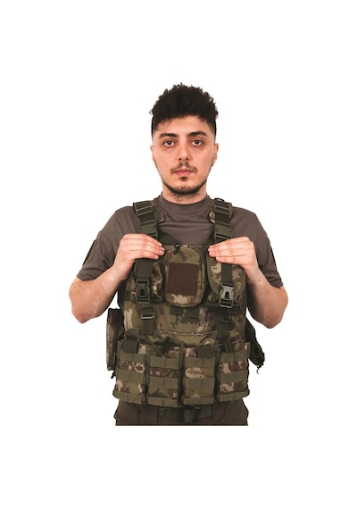 Kamuflaj Haki Kordon Airsoft Yeleği - Demonte Vest Taktik Yelek Haki