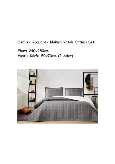 Özdilek Nakışlı -square Antrasit- Çift Kişilik Yatak Örtüsü