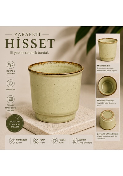 Porselen Kulpsuz Yeşil Espresso Fincan Bardak Açık Yeşil