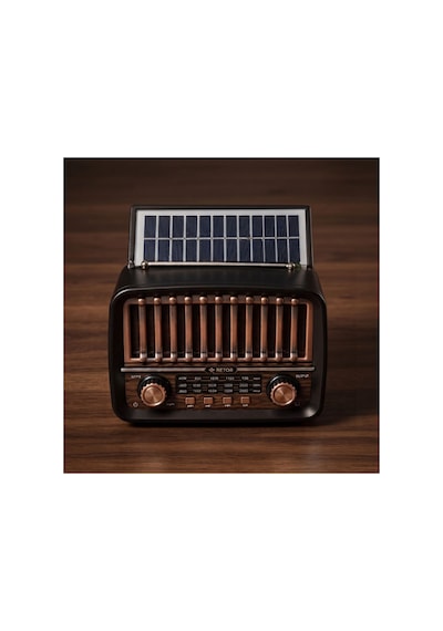 Solar Panelli Fm Radyo - Şarjlı - Bluetooth Özellikli - Aux Girişli - Nostaljik Tasarım Çok Renkli