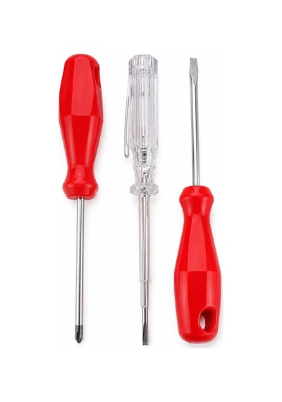 Edonı 3 Lü Tornavida Ve Kontrol Kalemi Seti, 19 Cm Yıldız Ve Düz Uç Tornavida, 20 Cm Kontrol Kalemi, Ergonomik Saplı, Ev Ofis Günlük Tamirat Ve Pratik El Aleti Seti