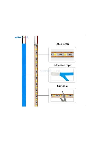5v Beyaz Şerit Led 5mm, 120 Led/metre, 6500k, Ip20, İç Mekan, 5 Metre Paket Beyaz