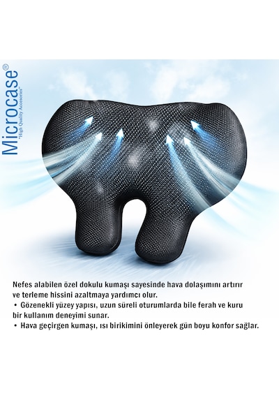 Microcase Ortopedik Memory Foam Nefes Alabilen Kumaş Oto Ve Koltuk Bel Sırt Dayama Minderi Al5519
