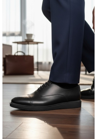 Enoch Erkek Siyah Hakiki Deri Klasik Ayakkabı Brogue İşlemeli Cap Toe Burunlu Ve Hafif Comfort Tabanlı Bağcıklı Model Siyah Enoch Erkek Siyah Hakiki Deri Klasik Ayakkabı Brogue İşlemeli Cap Toe Burunlu Ve Hafif Comfort Tabanlı Bağcıklı Model Siyah