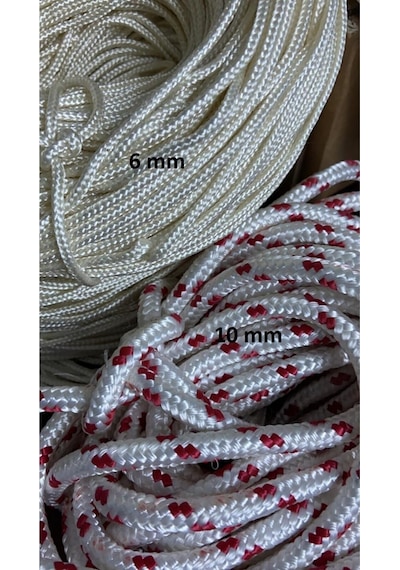 Molhalat 8 MM Iskota Halat 100 Metre-Parlak İpek Örgülü Polyester Halat-Tekne Halatı