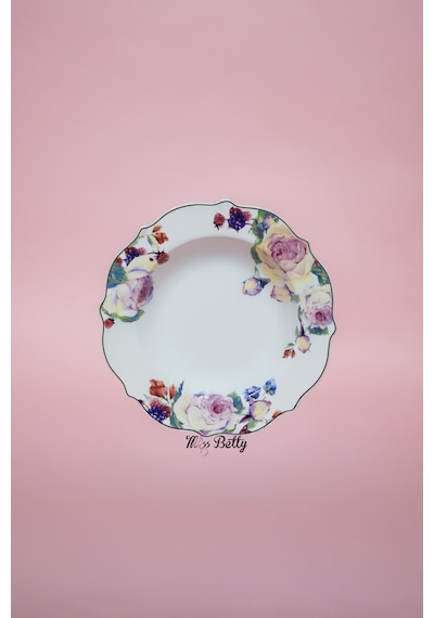 Rose Deluxe New Bone 24 Parça Yemek Takımı Sofra Sunum Seti Beyaz - Pembe