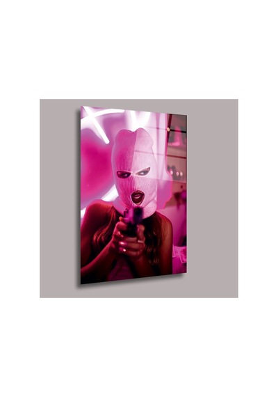 Maskeli Kadın Kadın Cam Tablo Pct0604 Portre Temalı Dekoratif Duvar Tablosu, Salon Ve Yatak Odası Dekoru,