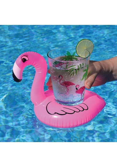 Pembe Flamingo Şişme Bardak Simidi İçecek Tutacağı
