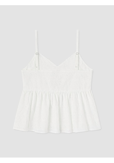 Lcw Vision Beyaz İp Askılı Brode Peplum Bluz