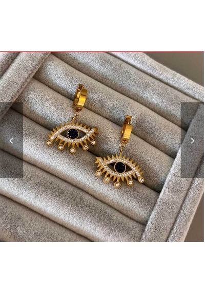 Göz Model Çelik Küpe Altın-gümüş-siyah - 643027717 Altın-gümüş-siyah