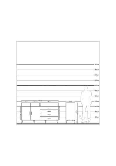 Hyperion Konsol 5 Raflı 4 Çekmeceli 2 Kapaklı 176x44x99 Aytaşı-antrasit/çam Aytası/antrasıt - Aytası