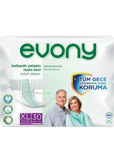 Evony Belbantlı Yetişkin Hasta Bezi Xl 30'lu Paket XL