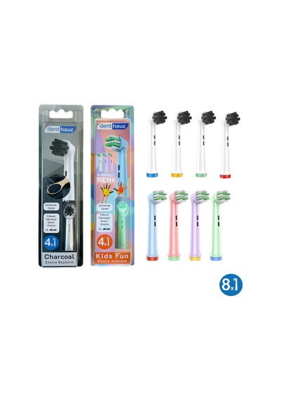 Charcoal + Kids Fun Yumuşak Oral-b Uyumlu Yedek Diş Fırçası Başlıkları