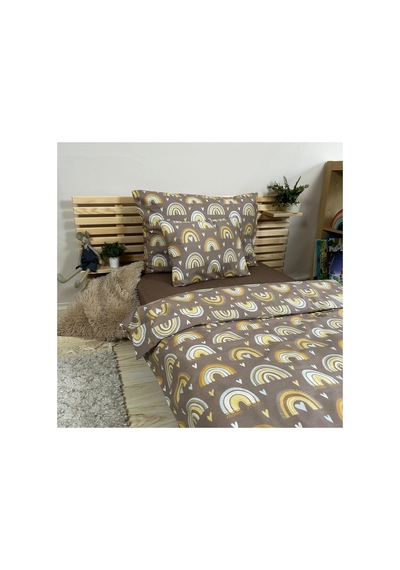 Stylish Brownie Rainbow %100 Doğal Pamuk Tek Kişilik Nevresim Seti 2 Parça 160 X 220 Cm Çok Renkli