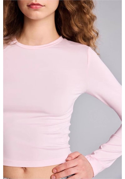Defacto Fıtted Bisiklet Yaka Uzun Kollu Tişört D0199ax26sppn74 Pembe-pn74
