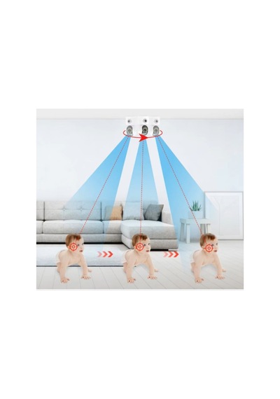 2 Adet Çift Lensli İç Mekan Wi-fi Kamera 2 Mp + 2 Mp Çift Lens, 2.4 Ghz Kablosuz Ev Ofis Bebek İzleme, Dual Lens Camera Sarı