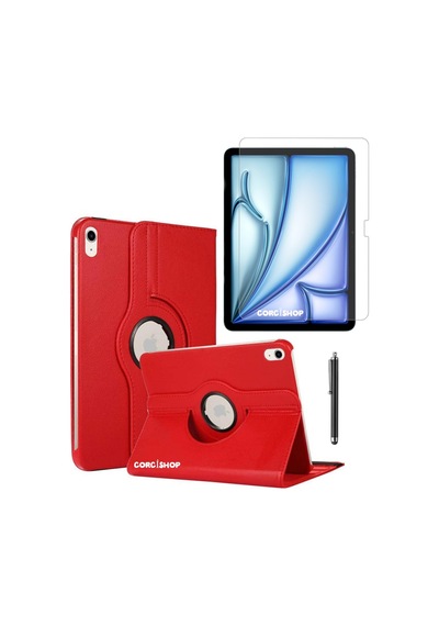 İpad Air 6. Nesil 11 Inç 2024/2025 Uyumlu 360 Dönerli Tablet Kılıfı 3lü Set Arka Kapak
