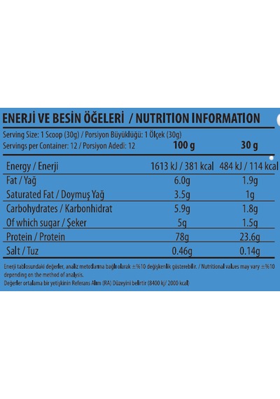 Vitafy Whey Protein 360gr Aromasız