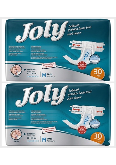 Joly Belbantlı Medium Orta Boy Hasta Bezi 60 Adet 2x30 Paket M