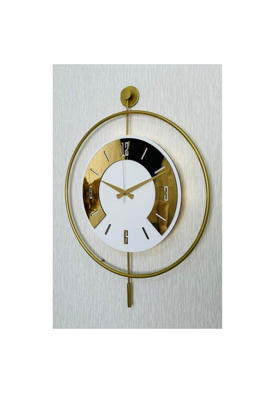 Pey Aksesuar 50x70 Cm Metal Pleksi Ahşap Ve Işığın Muhteşem Uyumu Duvar Saati Dekoratif M54-gold-beyaz-goldpleksi