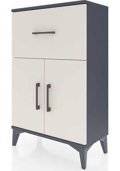 Arges Komodin Tek Raflı Tek Çekmeceli 2 Kapaklı 60x30x96 Antr... Antrasit